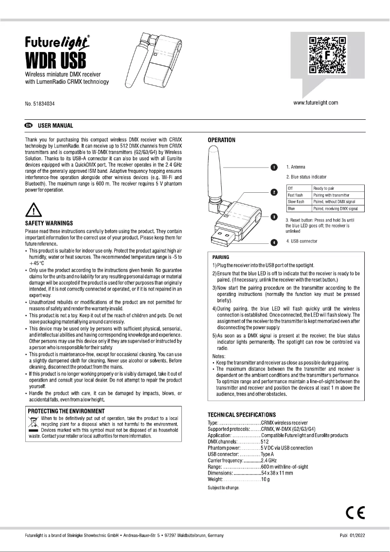Image de la première page du manuel de l'appareil WDR USB
