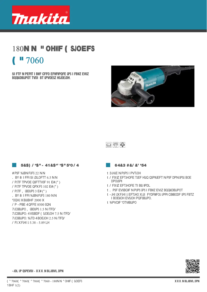 Page 1 de la notice Fiche technique Makita GA7060