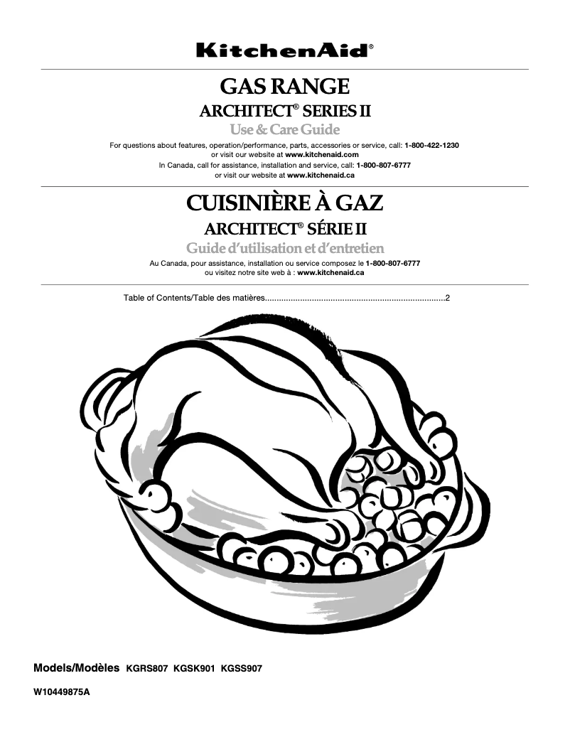 Page n°1 - Manuel d'utilisation et d'entretien KitchenAid KGRS807SSS