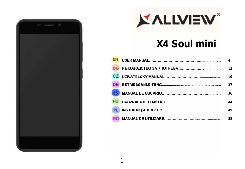 Page n°1 - Manuel utilisateur Allview X4 Soul Mini
