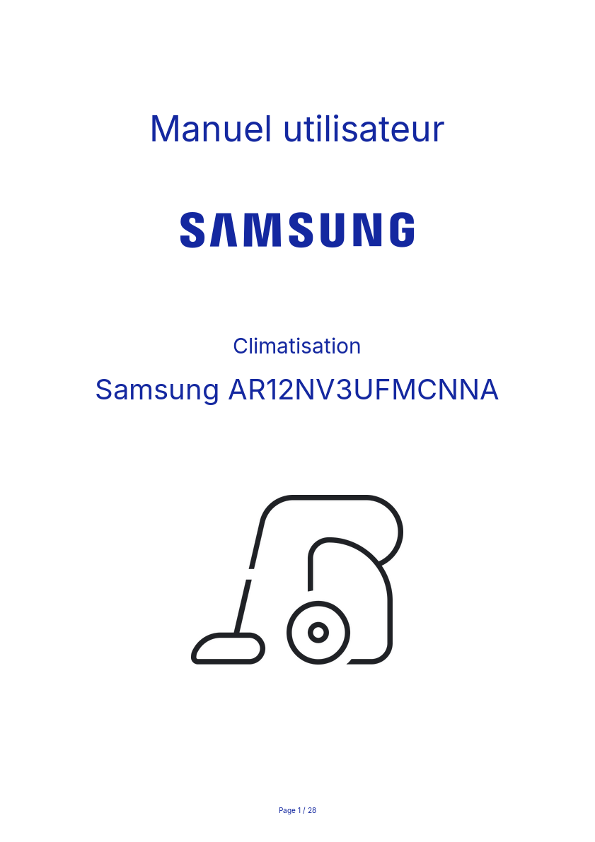 Page n°1 - Manuel utilisateur Samsung AR12NV3UFMCNNA