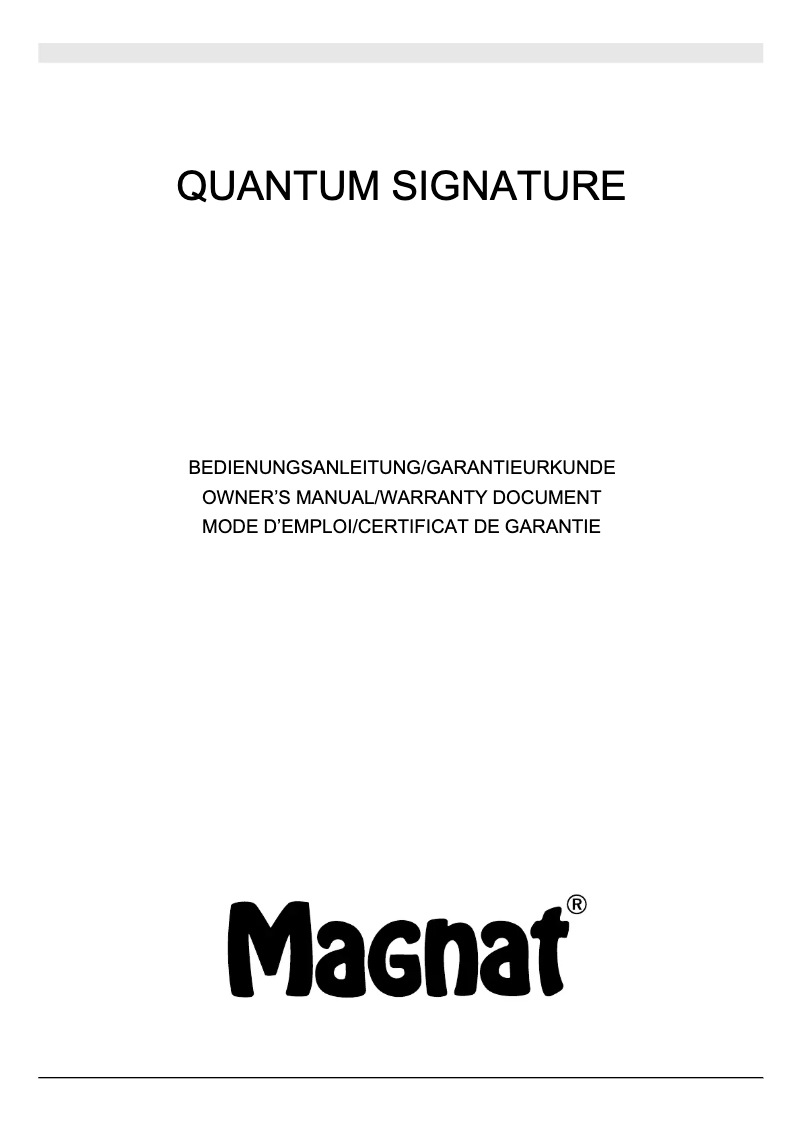 Page n°1 - Manuel utilisateur Magnat Quantum Signature