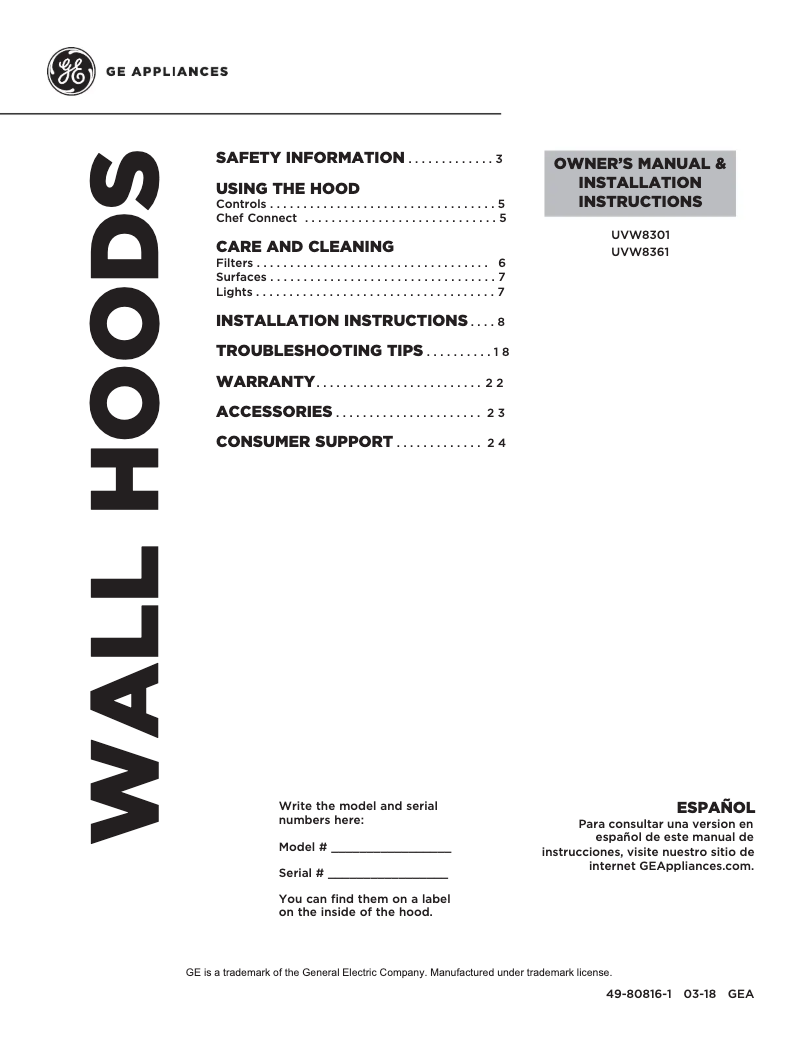 Imagen de la primera página del manual del dispositivo UVW8361SLSS