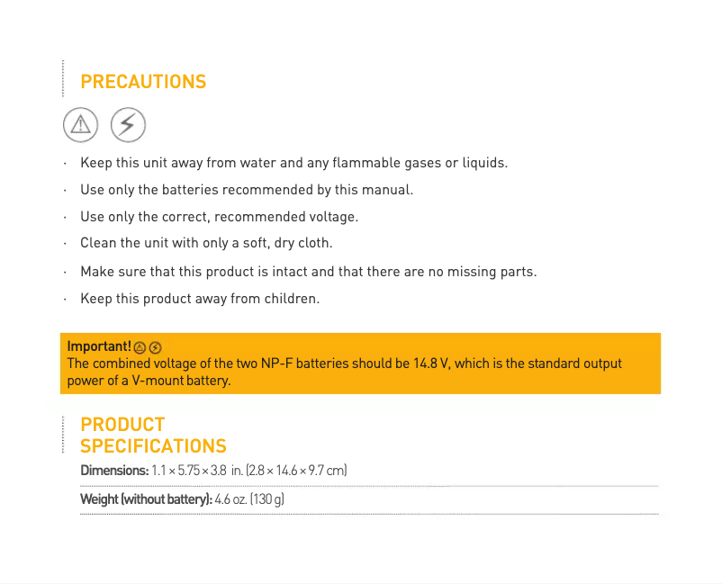 Page 1 de la notice Manuel utilisateur Genaray VM2-NPF