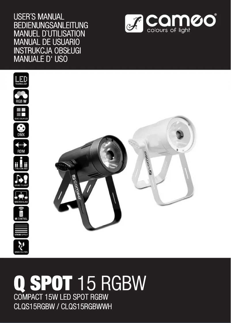 Page n°1 - Manuel utilisateur Cameo Q SPOT 15 RGBW