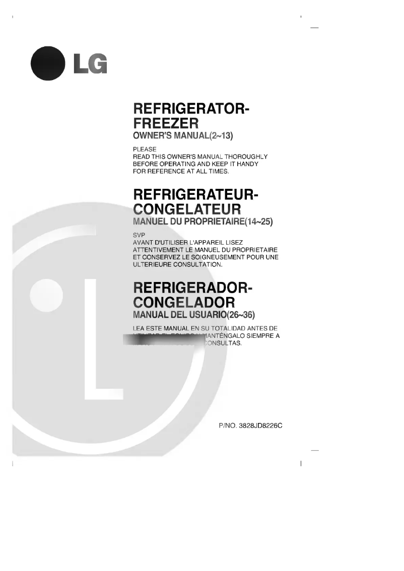 Page 1 de la notice Manuel utilisateur LG GR-T502XV