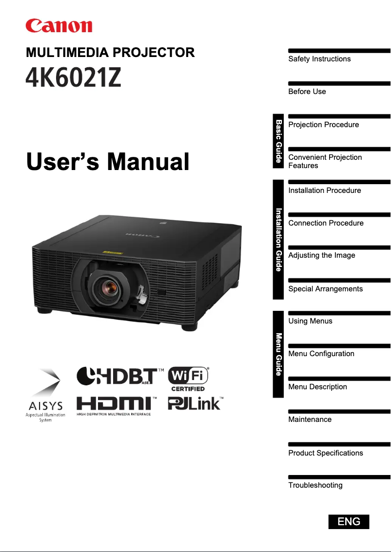 Page 1 de la notice Manuel utilisateur Canon REALiS 4K6021Z
