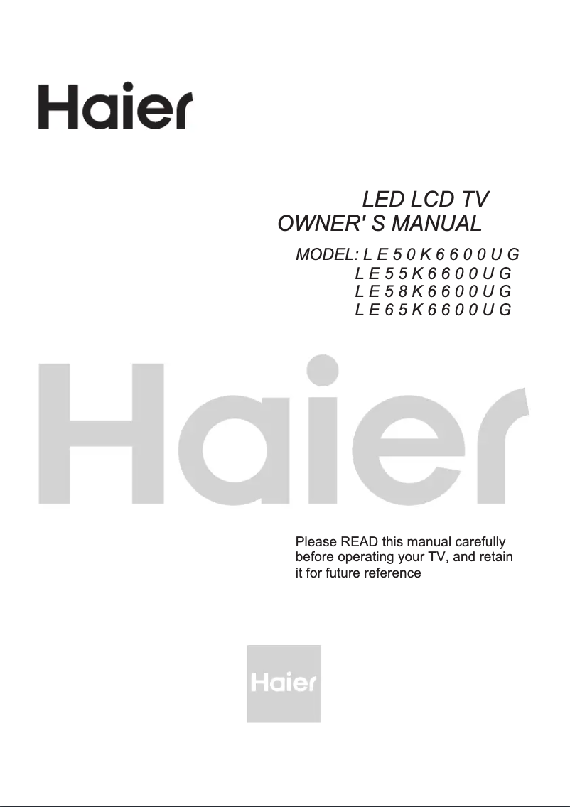 Page 1 de la notice Manuel utilisateur Haier LE55K6600UG