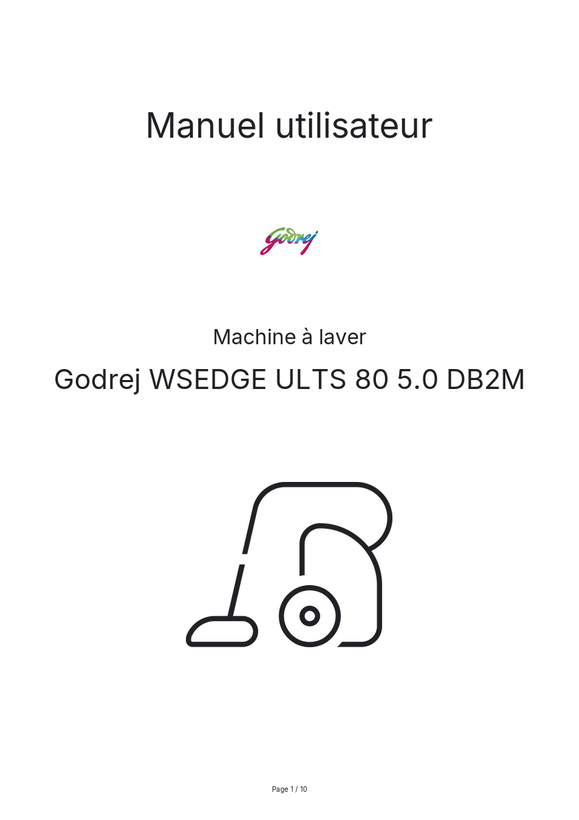 Image de la première page du manuel de l'appareil WSEDGE ULTS 80 5.0 DB2M