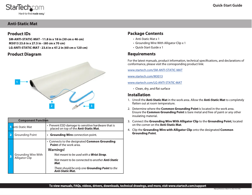 Image de la première page du manuel de l'appareil SM-ANTI-STATIC-MAT