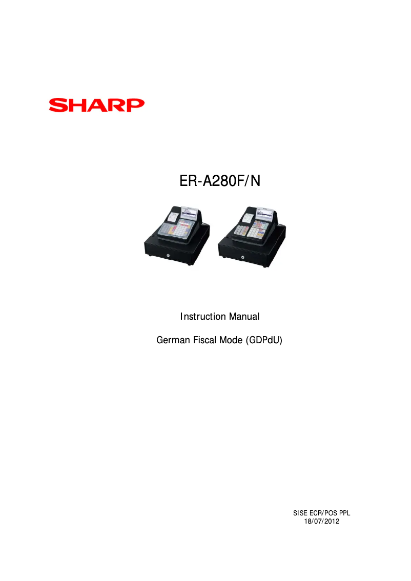 Page 1 de la notice Manuel utilisateur Sharp ER-A280F