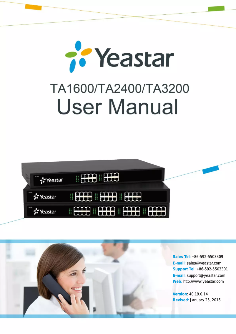 Page n°1 - Manuel utilisateur Yeastar TA2400