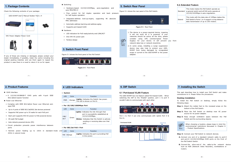 Page 1 de la notice Manuel utilisateur Planet GSD-604HP