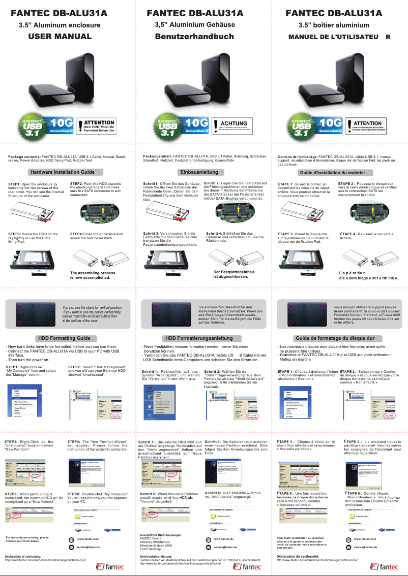 Image de la première page du manuel de l'appareil DB-ALU31A