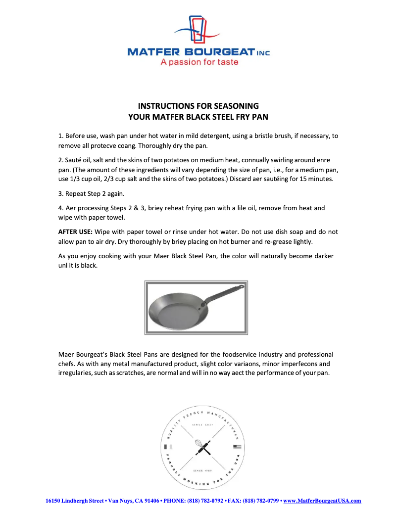 Page n°1 - Manuel utilisateur Matfer Bourgeat 062006
