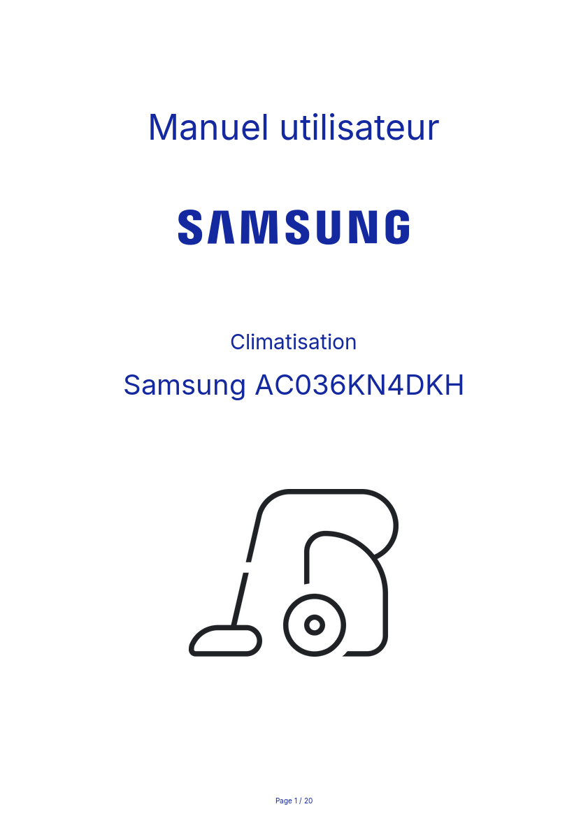 Image de la première page du manuel de l'appareil AC036KN4DKH