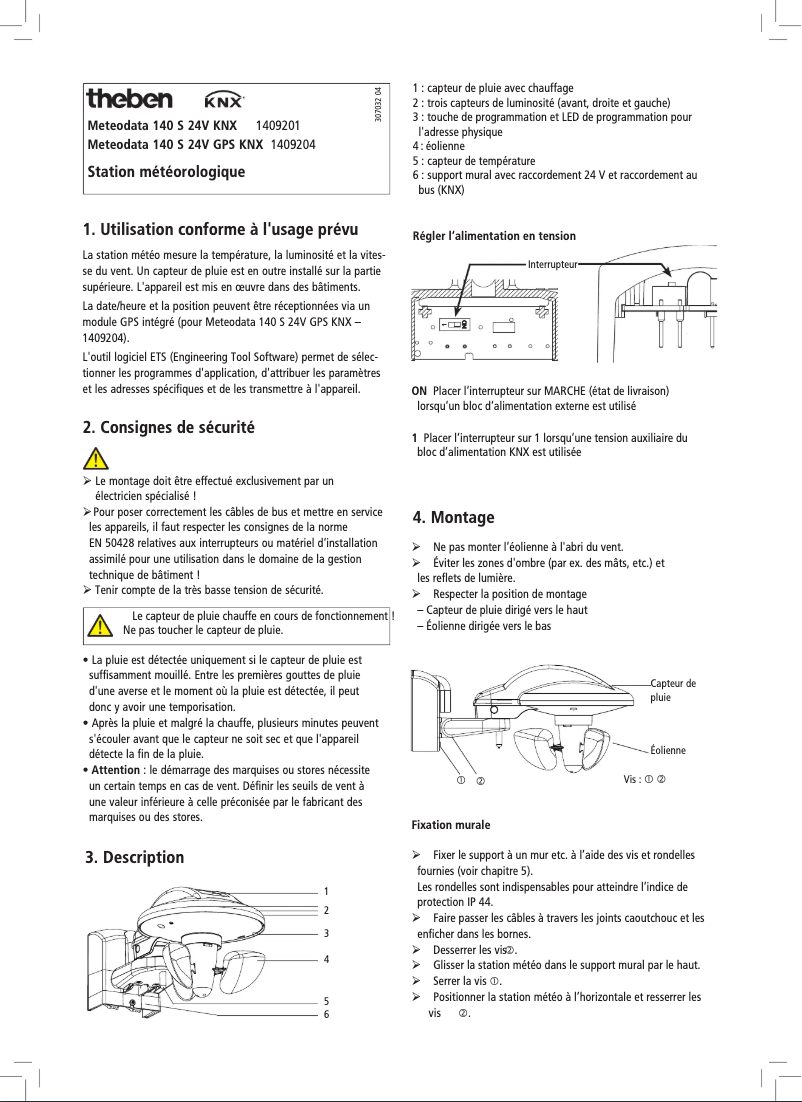 Page n°1 - Manuel utilisateur Theben Meteodata 140 S