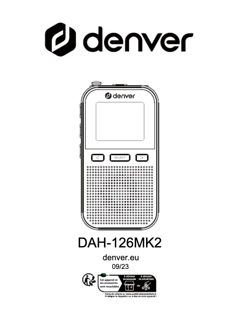 Page 1 de la notice Manuel utilisateur Denver DAH-126MK2