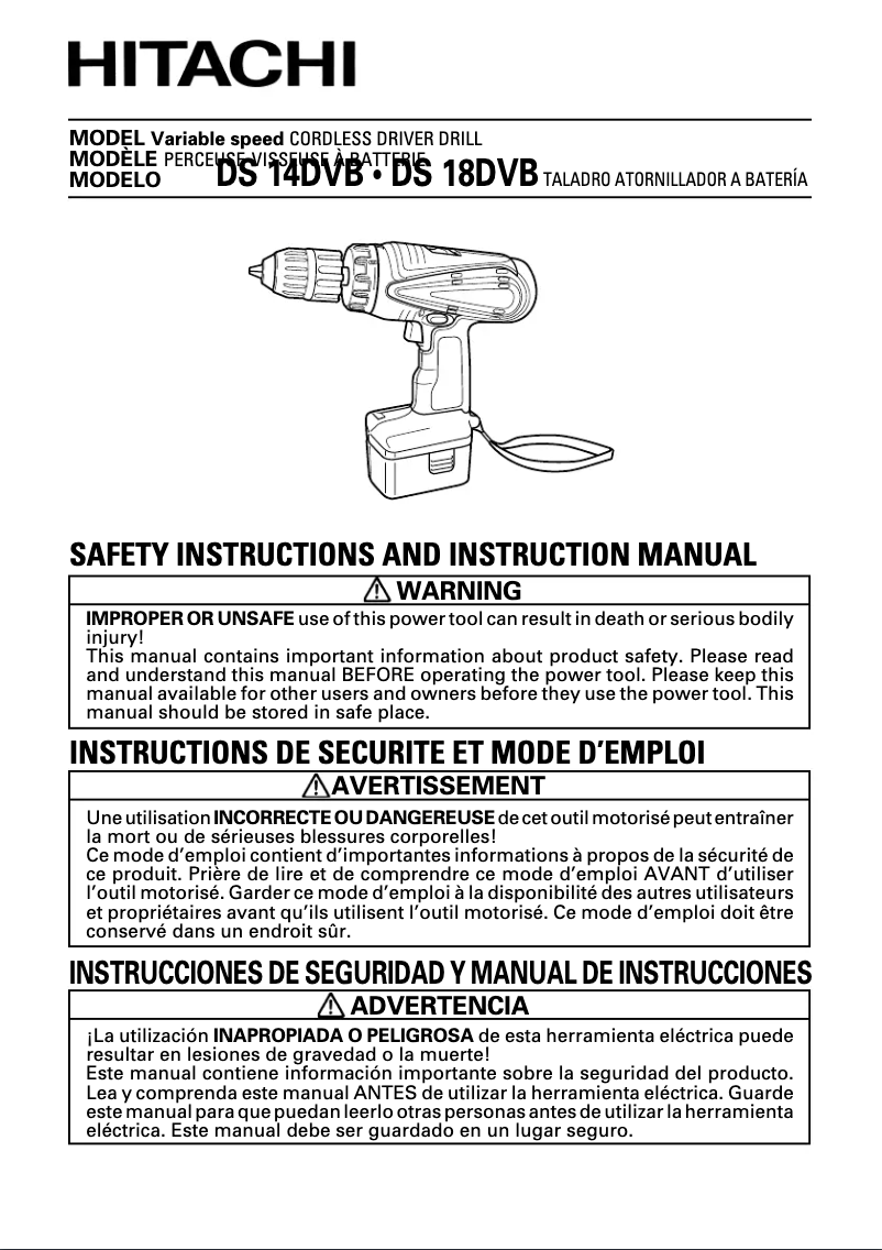 Page n°1 - Manuel utilisateur Hitachi DS 14DVB