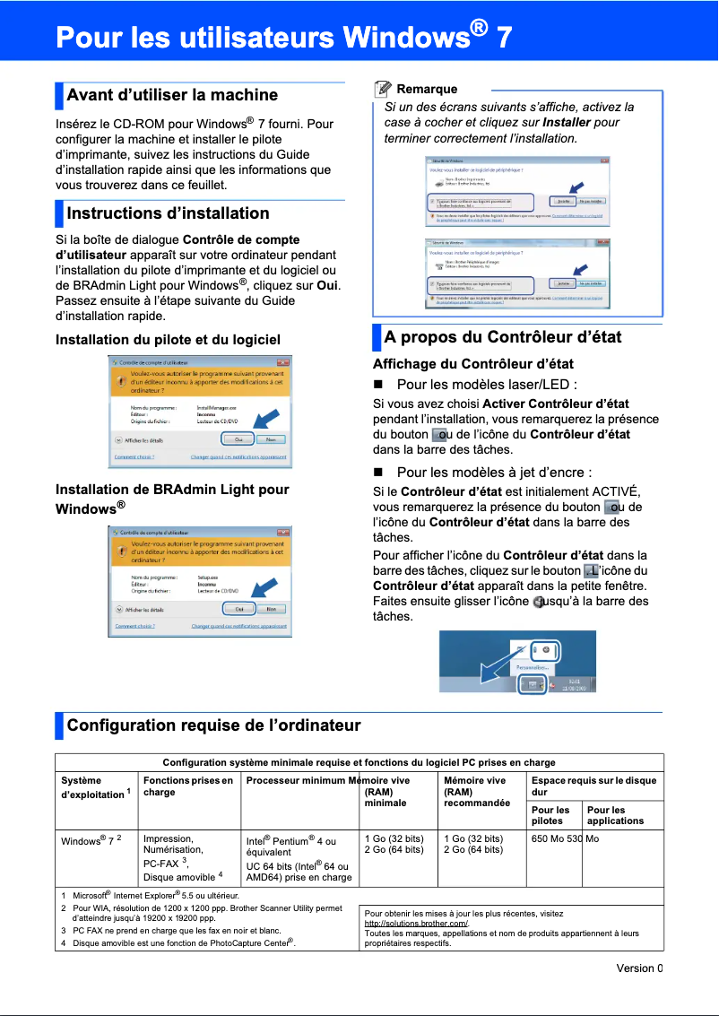 Page n°1 - Guide d'installation Brother DCP-9040CN