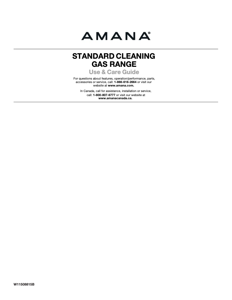 Page 1 of the manual Use and Maintenance Manual Amana AGR6303MMS