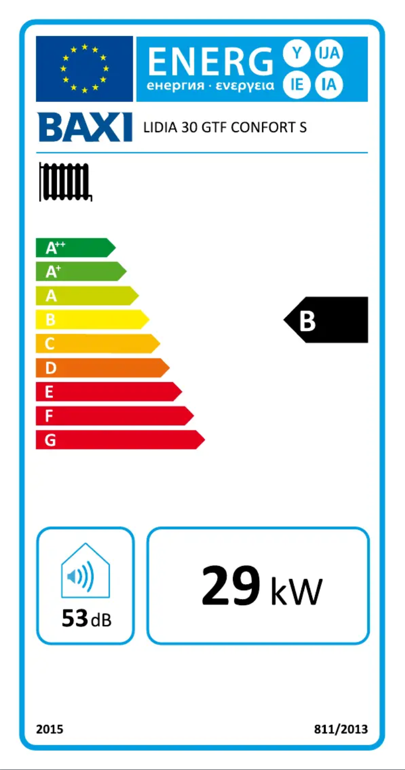 Página 1 del manual Etiqueta energética Baxi Lidia GT