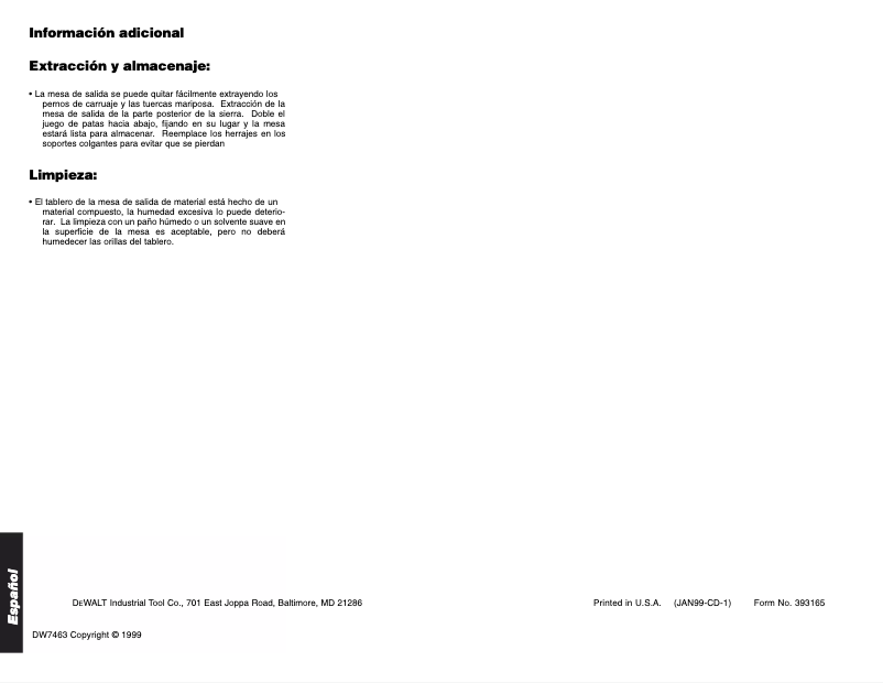 Page 1 de la notice Manuel utilisateur DeWalt DW7463