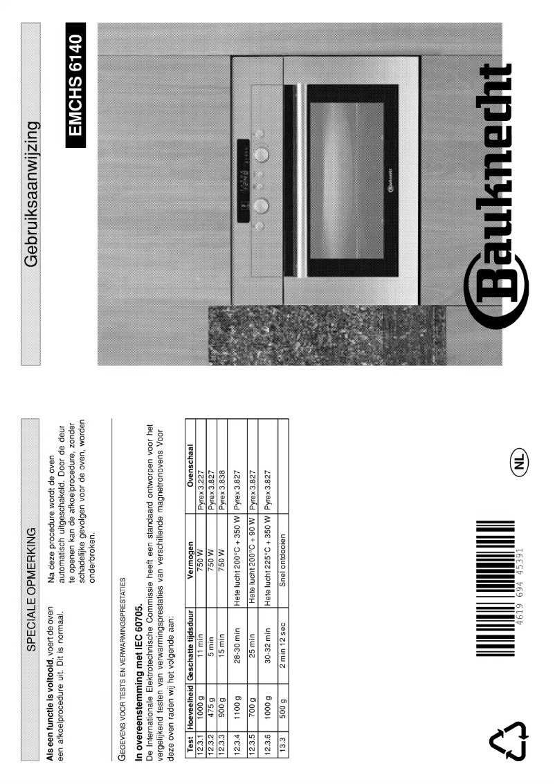 Page 1 de la notice Manuel utilisateur Bauknecht EMCHS 6140 IN