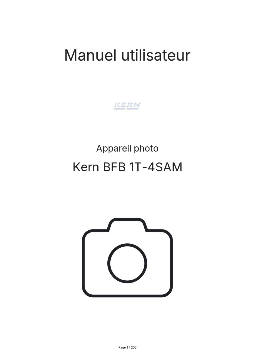 Page n°1 - Manuel utilisateur Kern BFB 1T-4SAM
