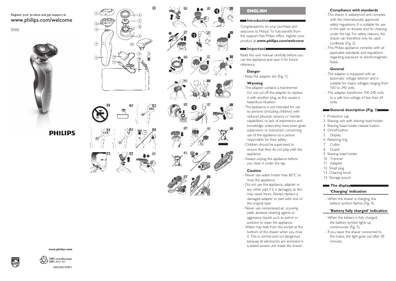Page 1 of the manual User Manual Philips Series 500 S560