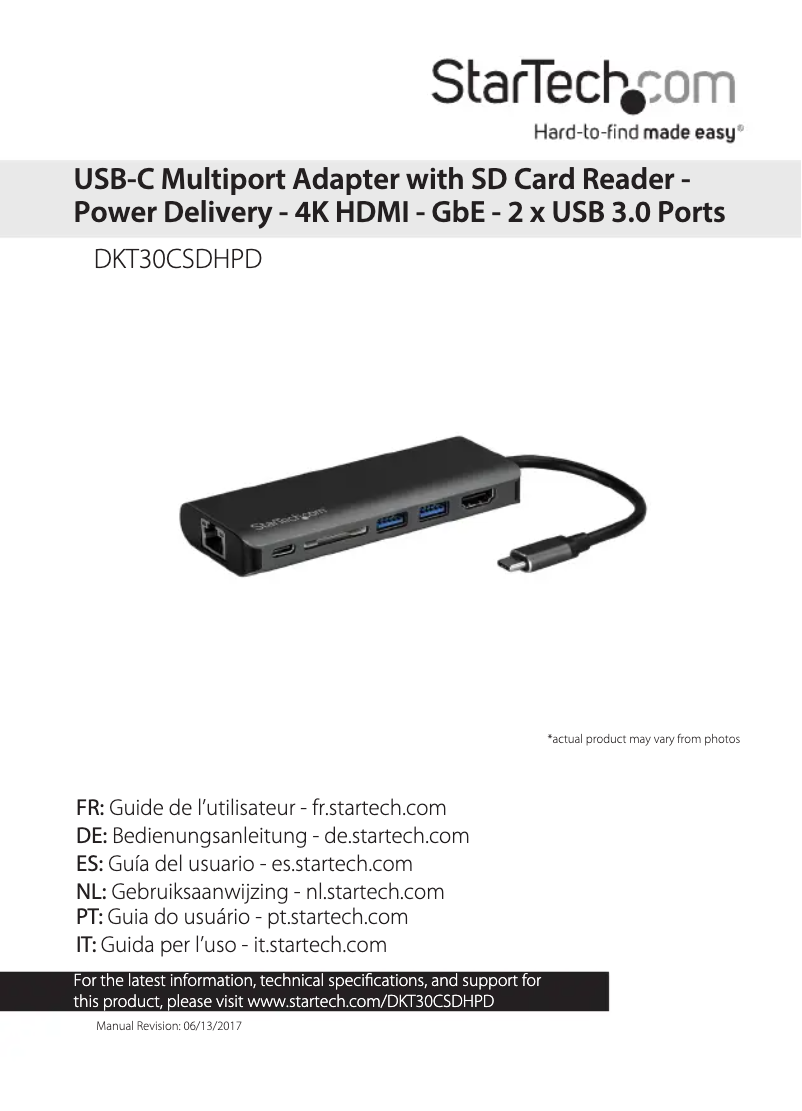 Page n°1 - Manuel utilisateur StarTech.com DKT30CSDHPD