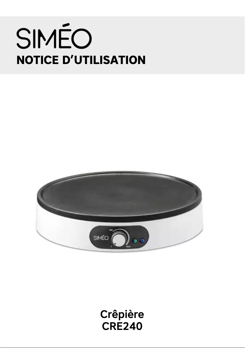 Page 1 de la notice Manuel utilisateur Siméo CRE240