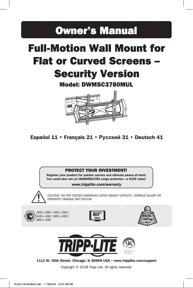 Página 1 del manual Manual de usuario Tripp Lite DWMSC3780MUL