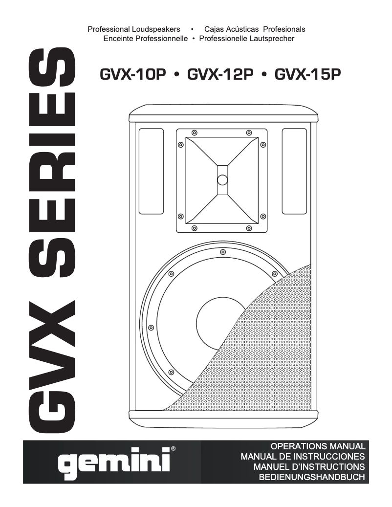Page 1 de la notice Manuel utilisateur Gemini GVX-12P