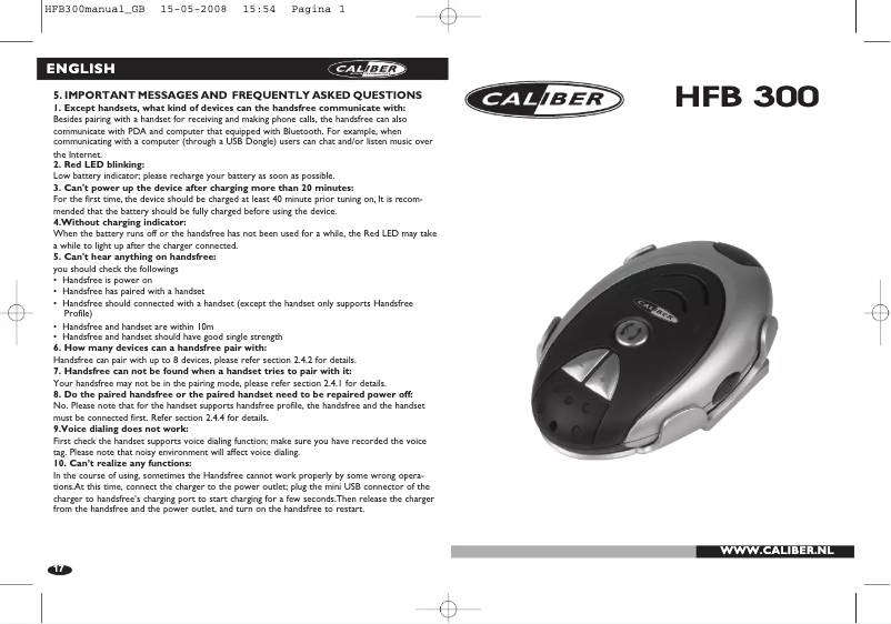 Image de la première page du manuel de l'appareil HFB 300