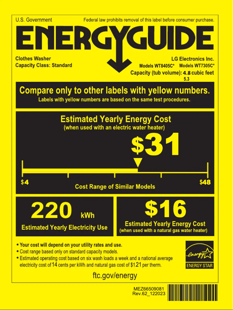 Página 1 del manual Etiqueta energética LG WT8405CB