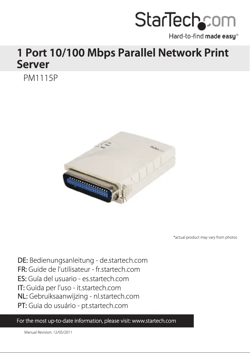 Page n°1 - Manuel utilisateur StarTech.com PM1115P