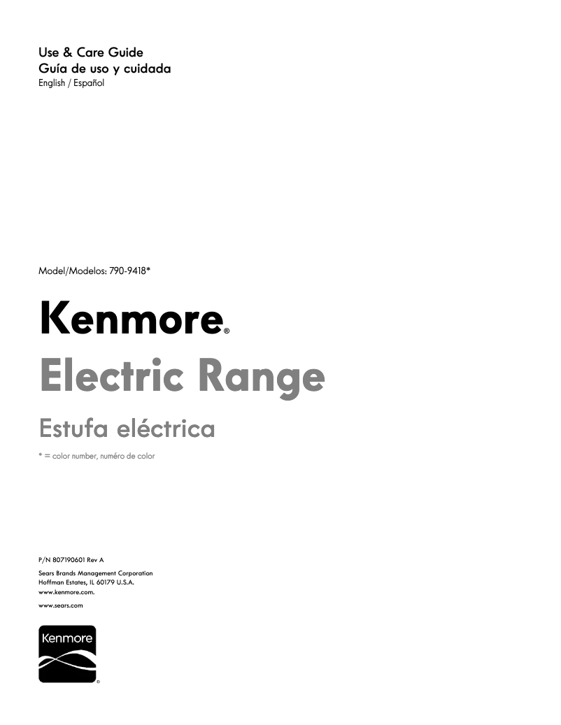 Page n°1 - Manuel utilisateur Kenmore 790.96189