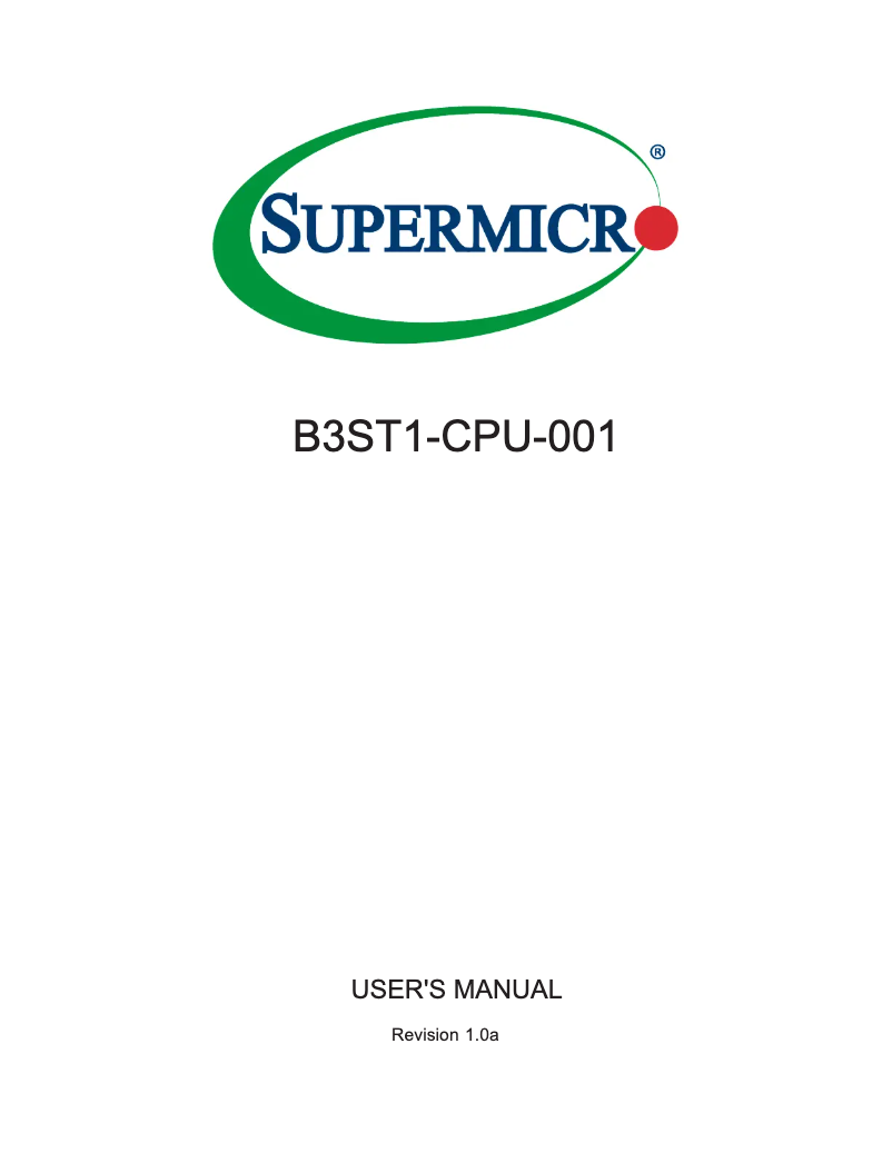 Page n°1 - Manuel utilisateur Supermicro B3ST1-CPU-001