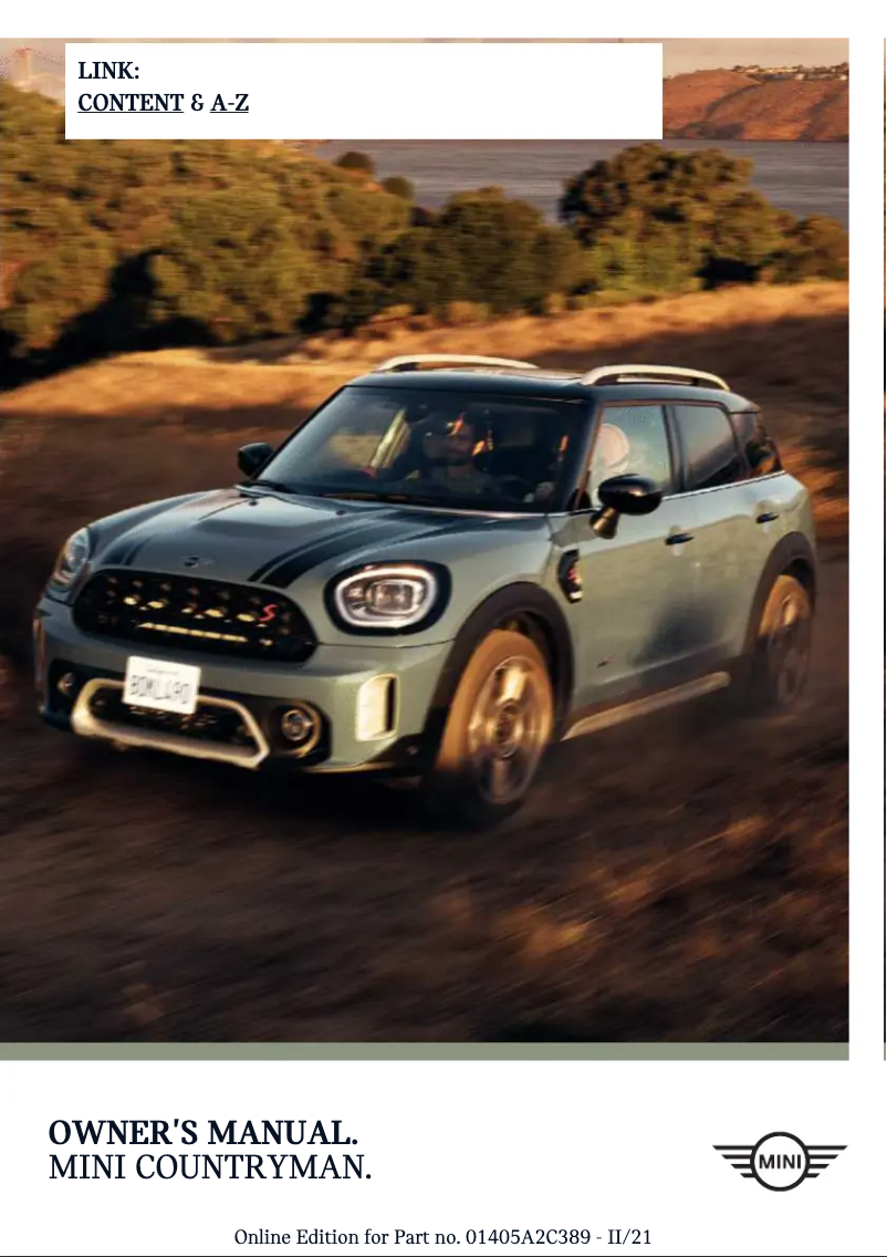 Page 1 de la notice Manuel utilisateur Mini Countryman (2022)