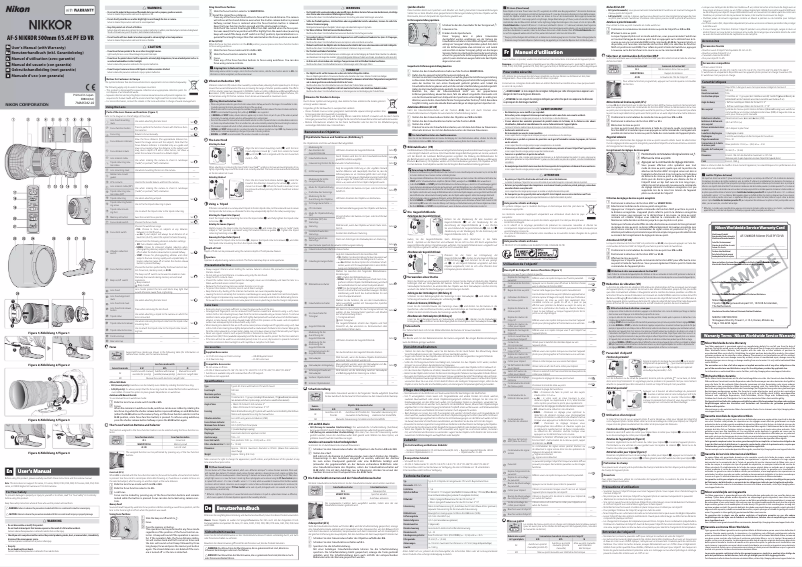 Page 1 de la notice Manuel utilisateur Nikon Nikkor AF-S 500mm f/5.6E PF ED VR