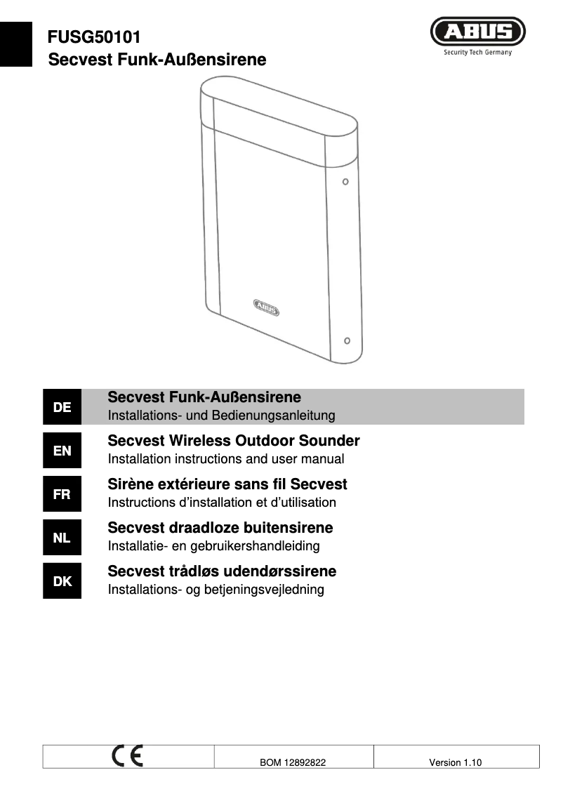 Página 1 del manual Guía de instalación Abus FUSG50101