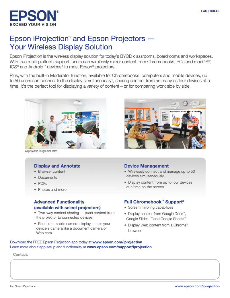 Page 1 de la notice Informations de garantie Epson PowerLite 1286