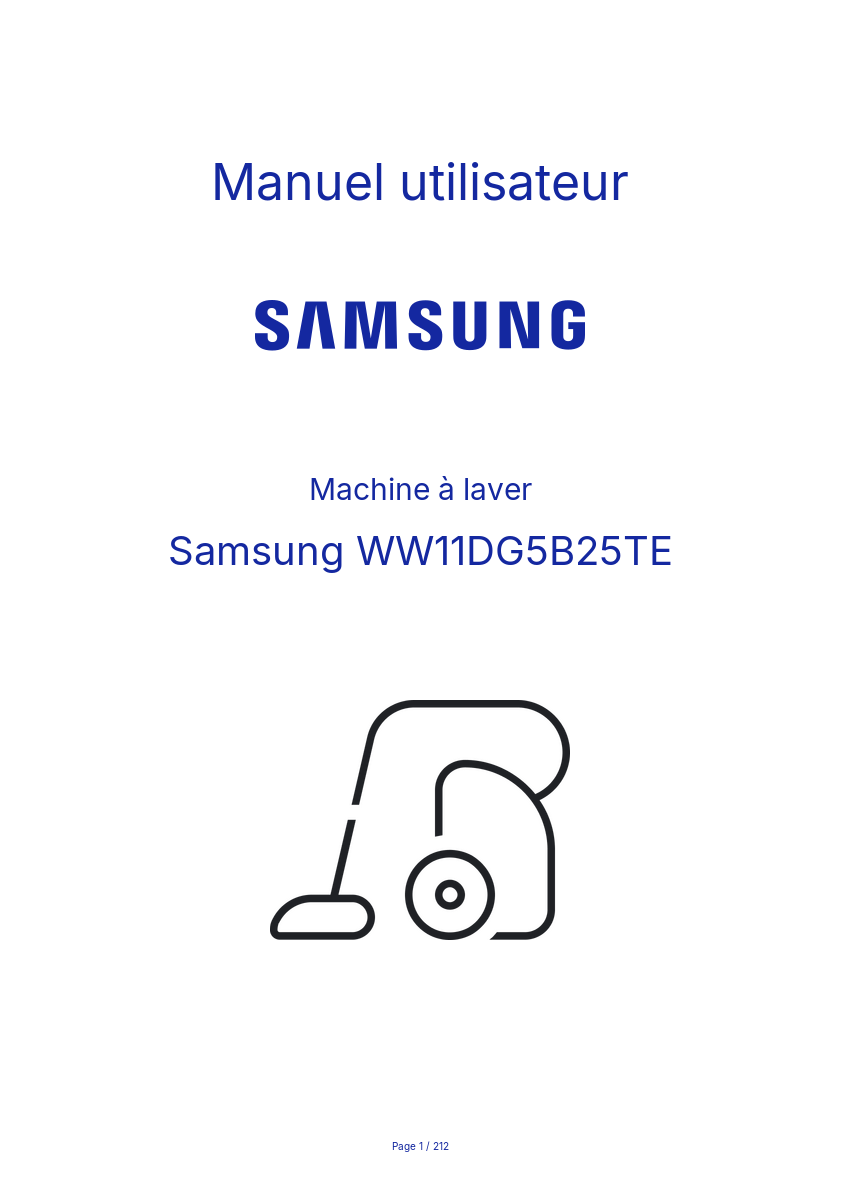 Page n°1 - Manuel utilisateur Samsung WW11DG5B25TE