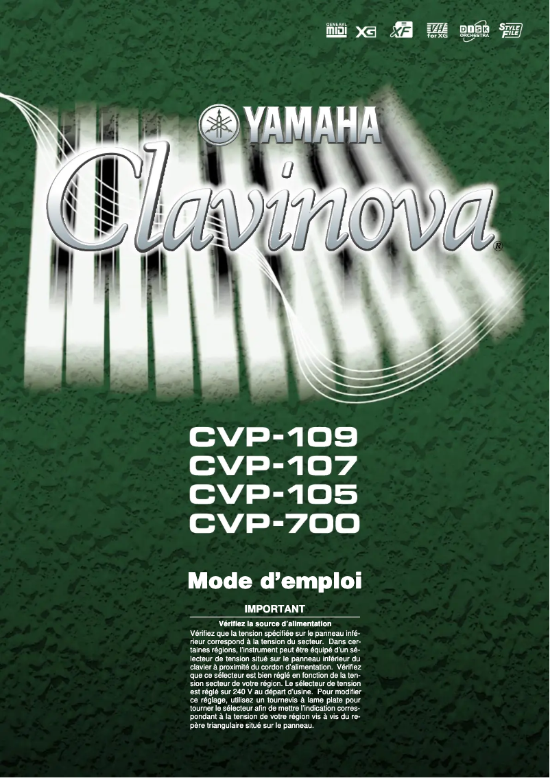 Image de la première page du manuel de l'appareil Clavinova CVP-105
