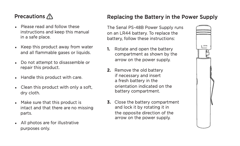 Page n°1 - Manuel utilisateur Senal PS-48B