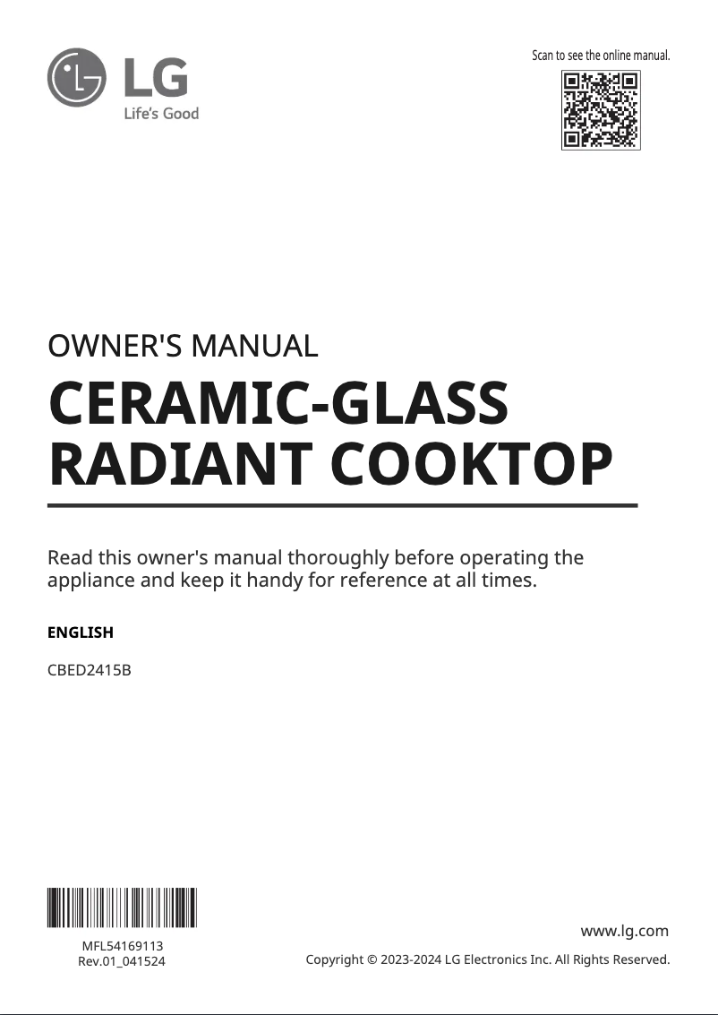 Page 1 de la notice Manuel utilisateur LG CBED2415B