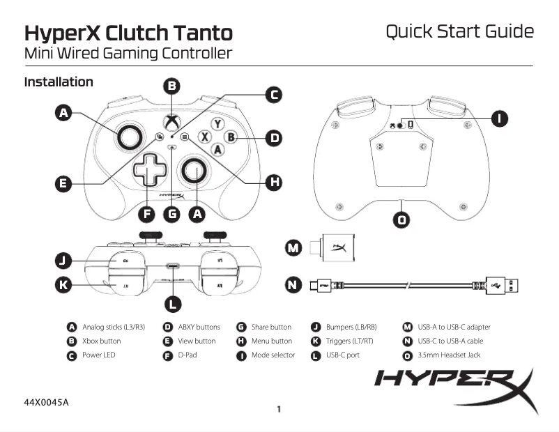 Page 1 de la notice Manuel utilisateur HyperX Clutch Tanto