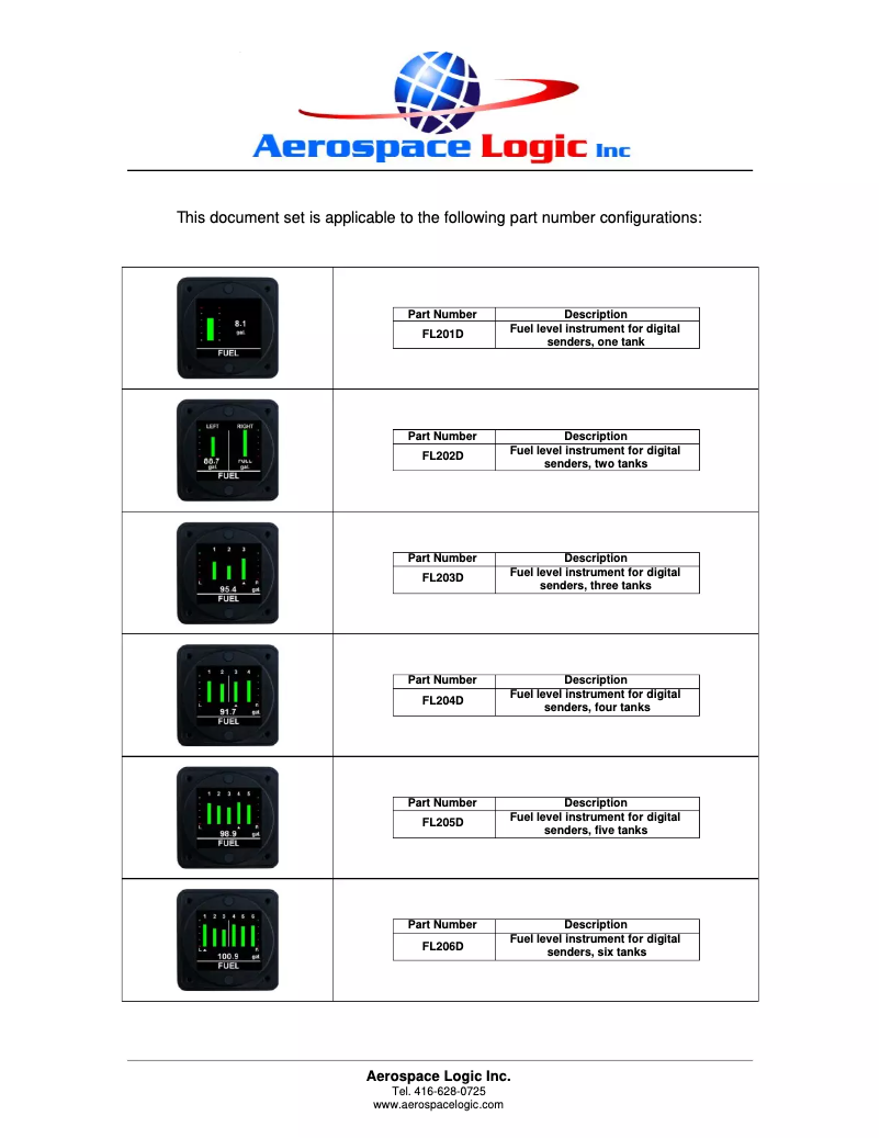 Page n°1 - Manuel utilisateur Aerospace Logic FL206