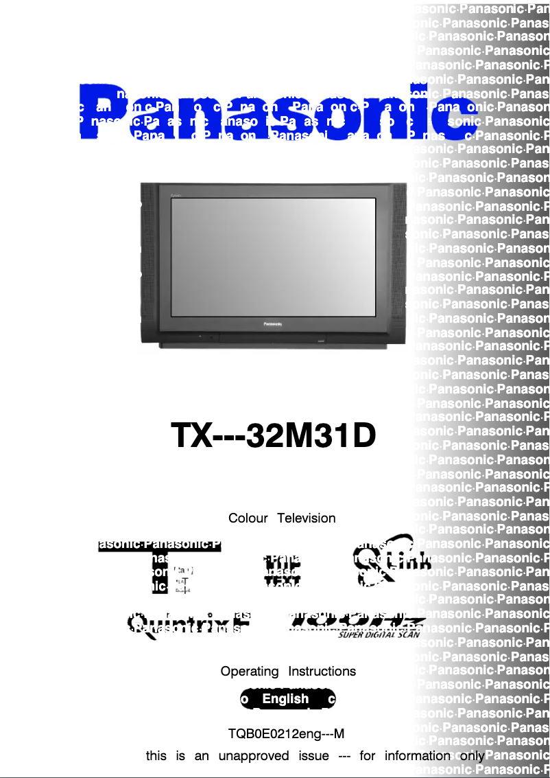 Page 1 de la notice Manuel utilisateur Panasonic TX-32M31D